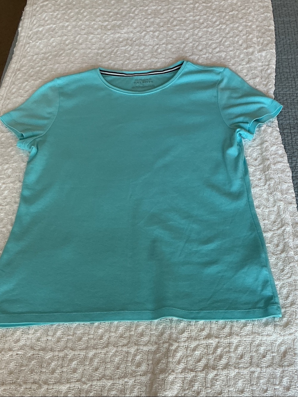 Talbots Short Sleeve Crewneck Tee - Turquoise Blue